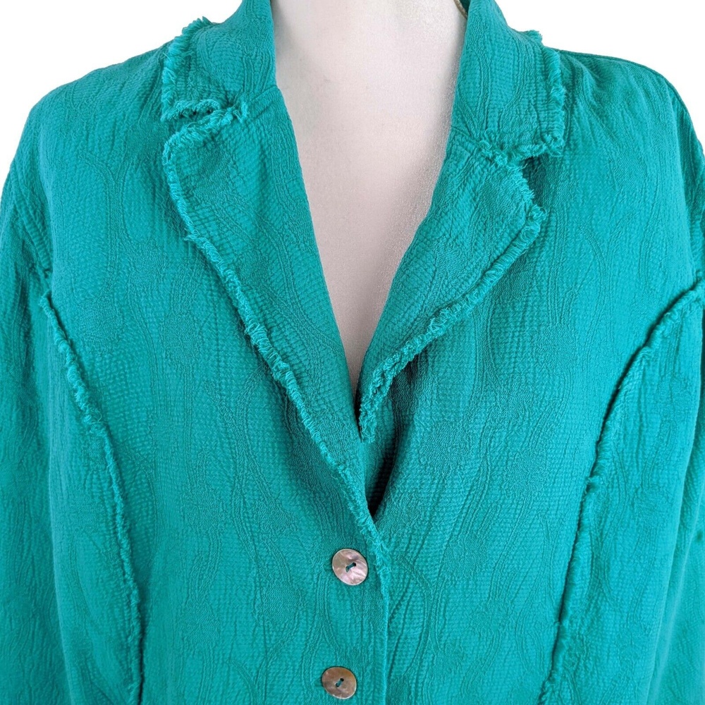 Tianello Penelope Green Jacquard Raw Edge Women's Size XL Jacket